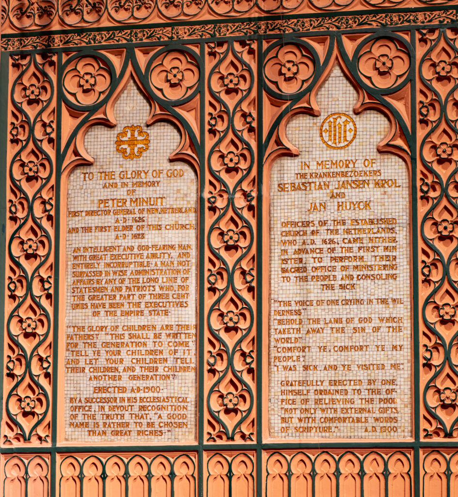 Middle Plaque honoring Krol, Minuit, Michaelius